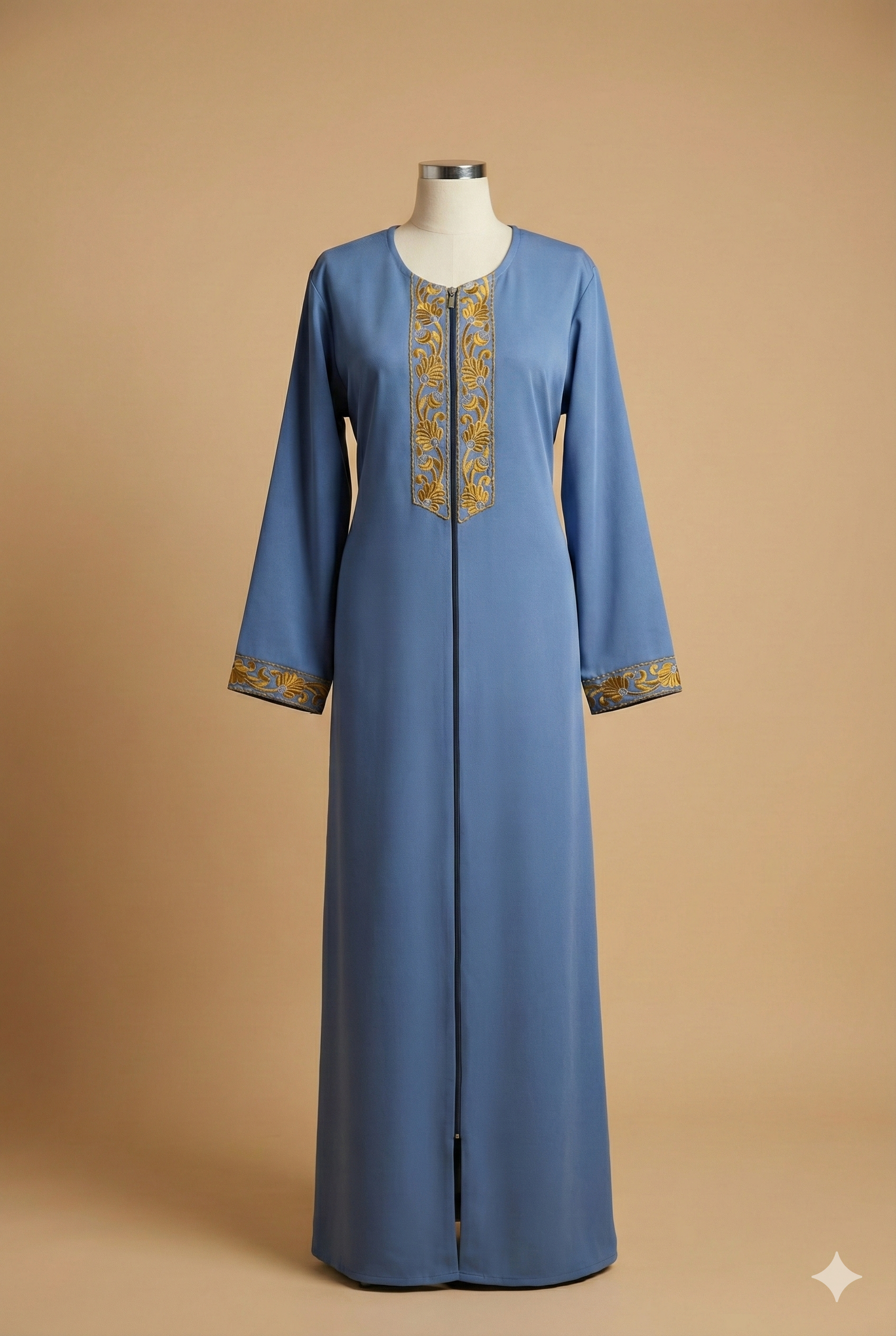 جلّباب دجينز بالطرز الذهبي – قصّة كلاسيكية وأنيقة (Copy)